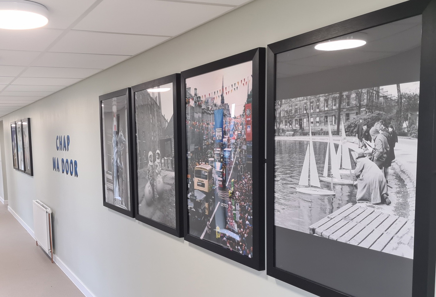 Images of Glasgow on walls of Bellrock St Livingwell complex